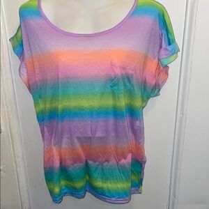 Rainbow Striped Women's Top 2X